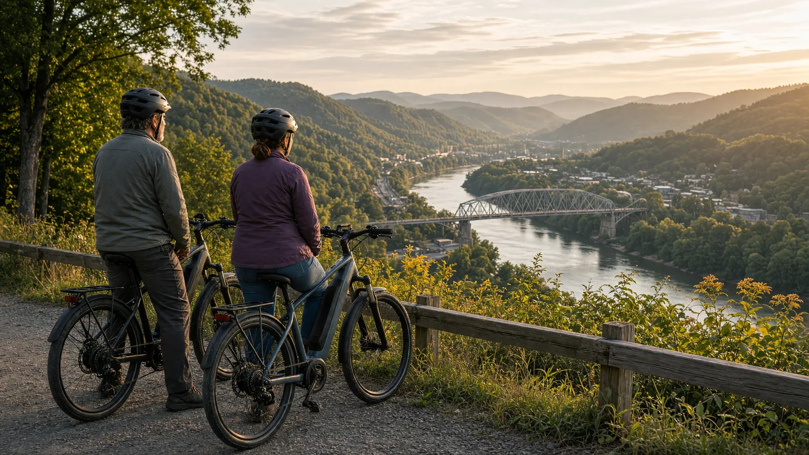 Scene in Marion County, West Virginia, ebike overlook
