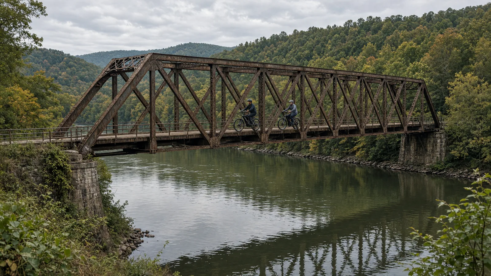 Scene in Mercer County, West Virginia, bridge crossing