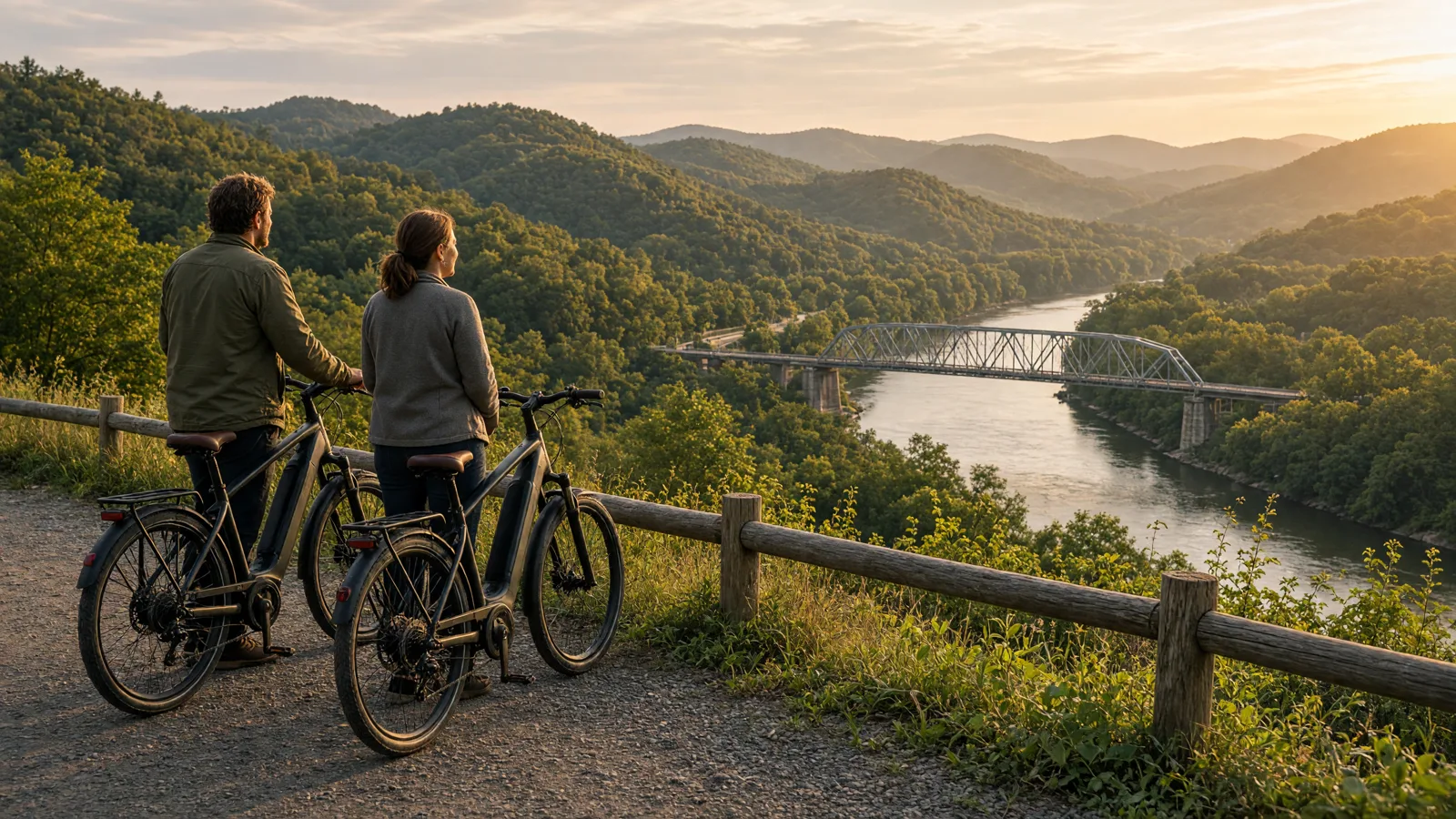 Scene in Wayne County, West Virginia, ebike overlook