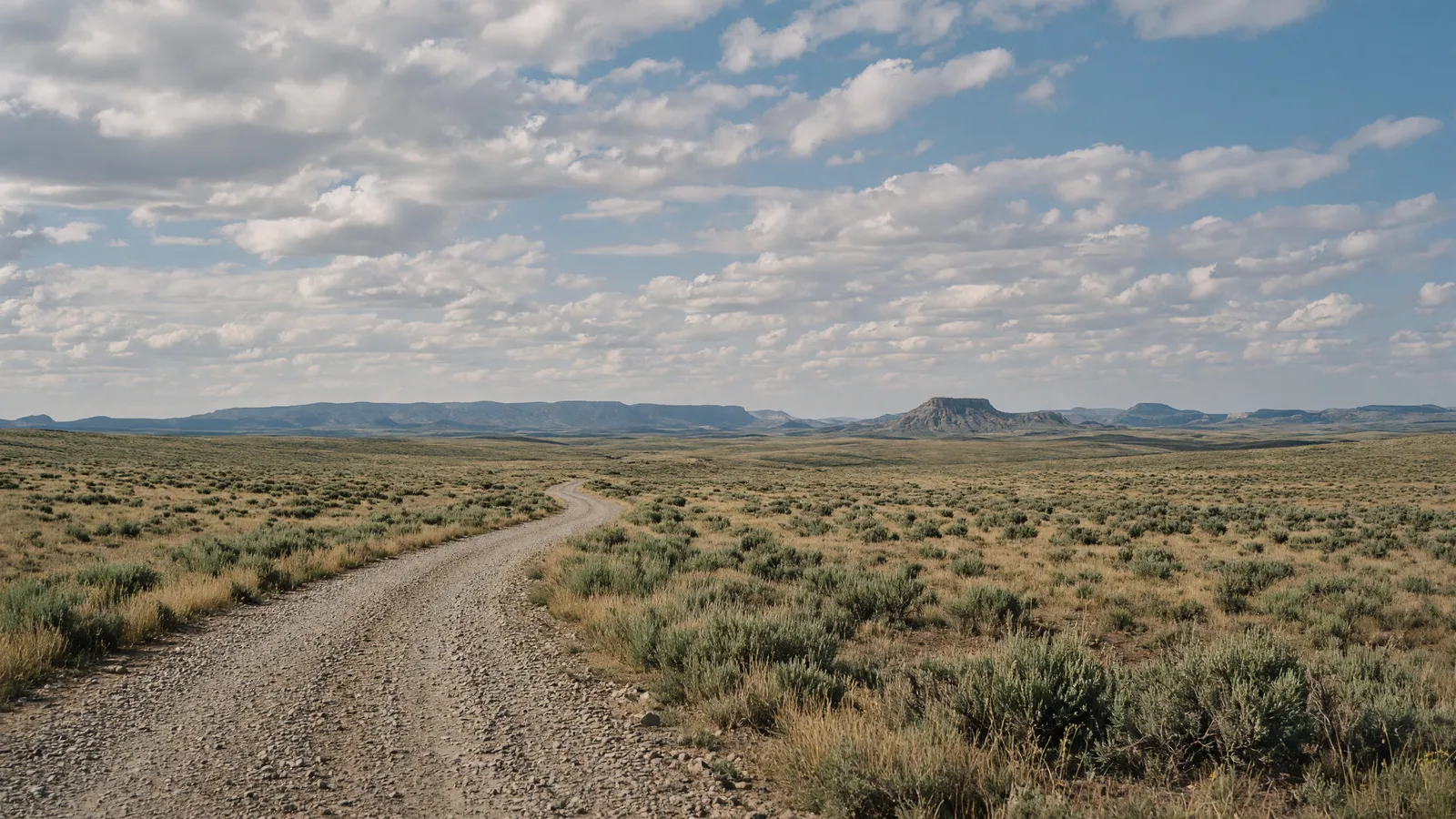 Empty high-plains grassland and wide sky near Gillette in Campbell County, Wyoming